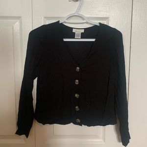 Black button up long sleeve top